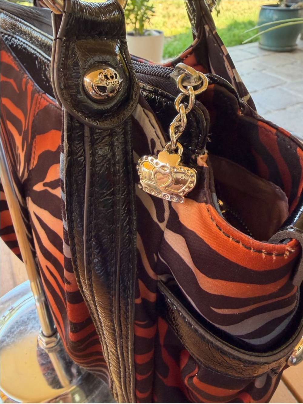 Vintage Y2K Kathy Van Zeeland Rainbow Zebra Rhinestone Shoulder Bag - Picture 7 of 9
